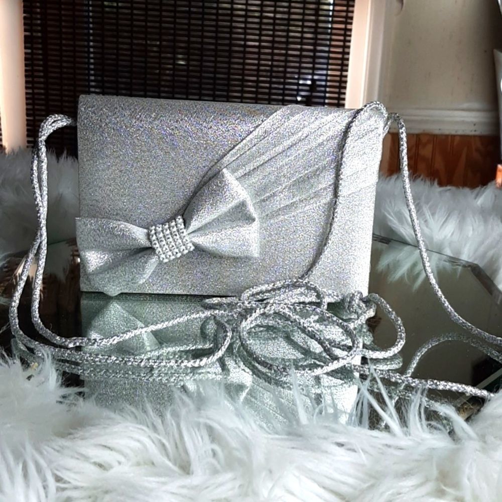 Emily Daniel Evening Bag, Silver,  Rope Strap 40 Inch Drop